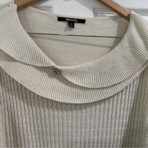 Briggs New York Women's Metallic Cowl Neck Sweater - Cream VTG style